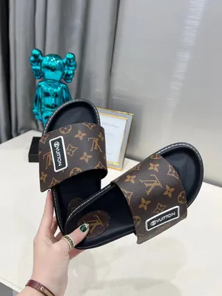 Louis Vuitton Run Away Monogram Canvas Black Brown Slippers 2