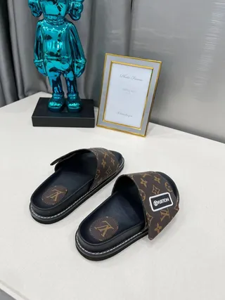 Louis Vuitton Run Away Monogram Canvas Black Brown Slippers 3