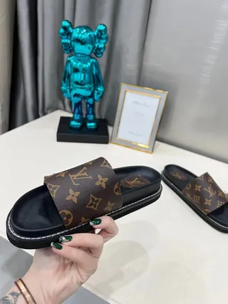 Louis Vuitton Run Away Monogram Canvas Black Brown Slippers 4