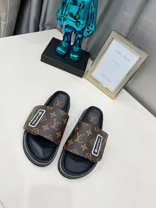 Louis Vuitton Run Away Monogram Canvas Black Brown Slippers 8