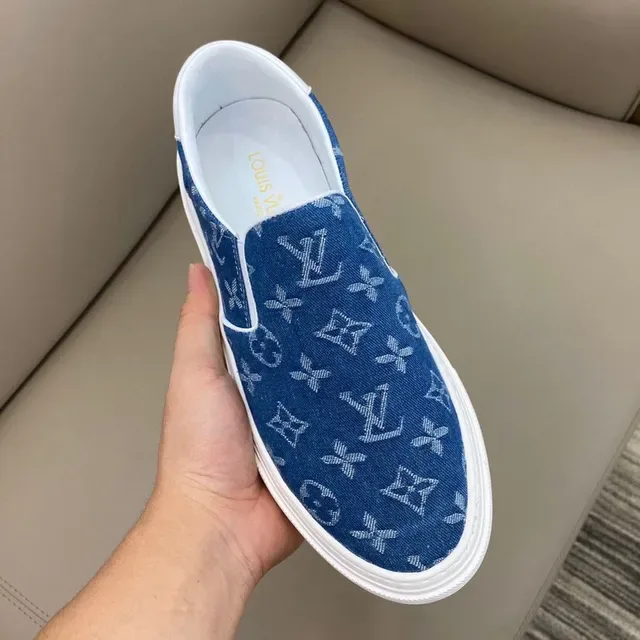 Louis Vuitton Run Away Slip-On Denim Monogram Blue Lifestyle Sneakers 4