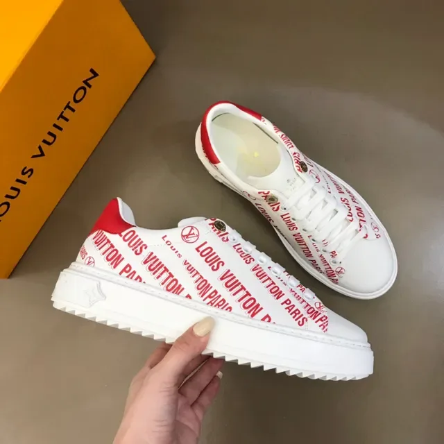 Louis Vuitton Run Away Chaussures Lifestyle Blanches et Rouges à l'Impression de Logo 6