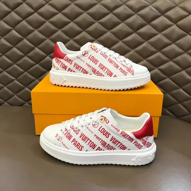 Louis Vuitton Run Away Chaussures Lifestyle Blanches et Rouges à l'Impression de Logo 7