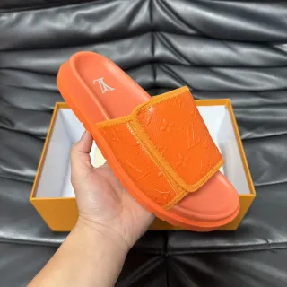 Louis Vuitton 橙色印花拖鞋