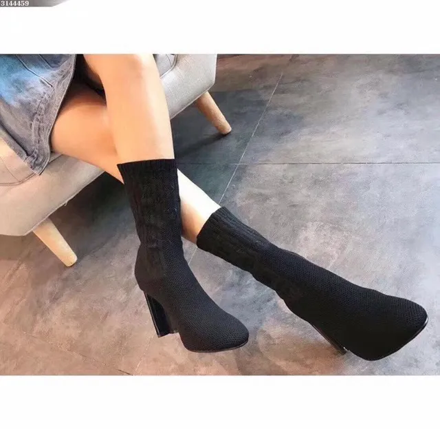 Louis Vuitton Sock Boots 黑色 罗纹针织 印花压纹 踝靴 7