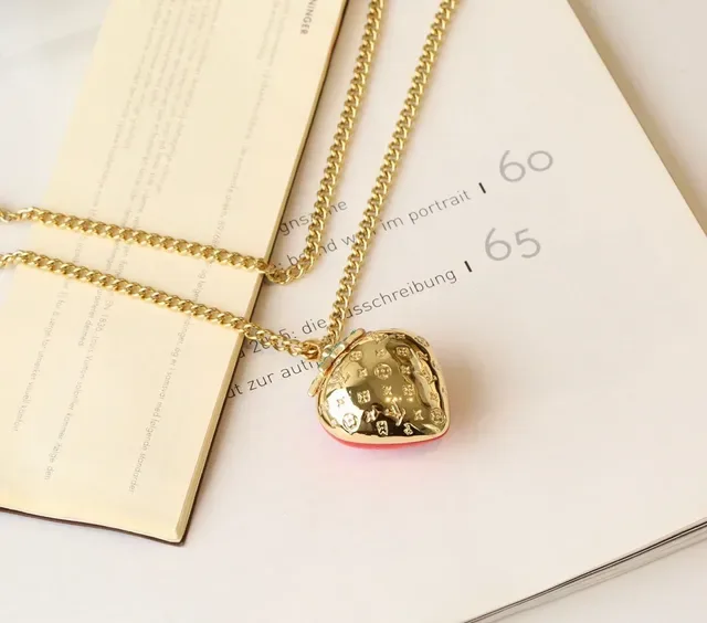 Louis Vuitton Strawberry Monogram Enamel Pendant Necklace 9