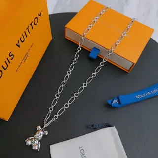 Colar Louis Vuitton Teddy Bear Monogram Esmalte Prata