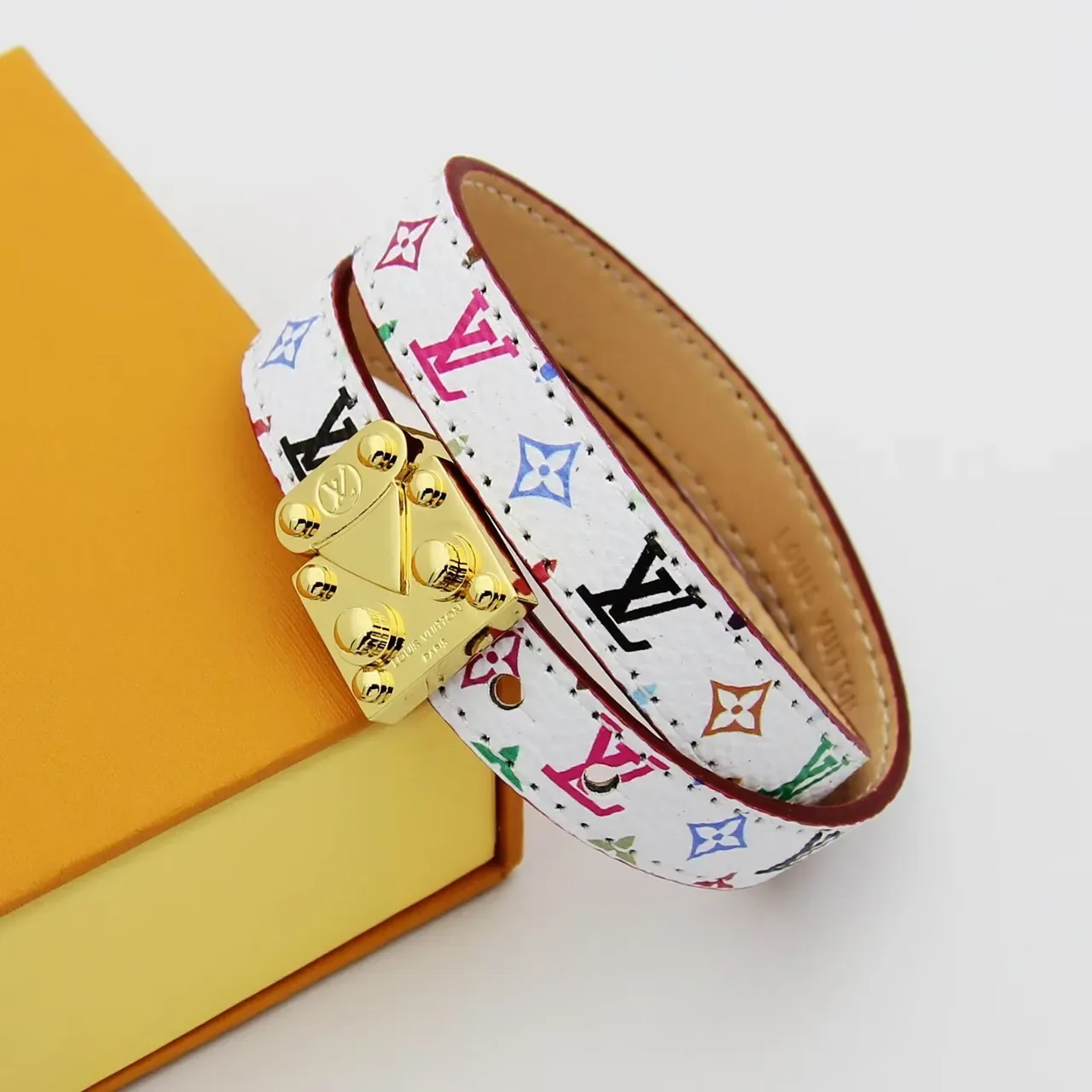 Louis Vuitton Twist Black Multicolor Double-Wrap Monogram-Printed Bracelet 4
