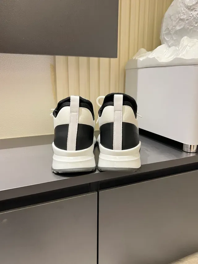 Louis Vuitton White Black Knit Upper Monogram Branding Lifestyle Sneakers 2