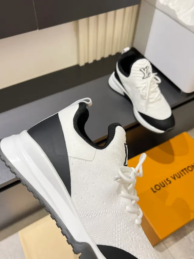 Louis Vuitton White Black Knit Upper Monogram Branding Lifestyle Sneakers 3