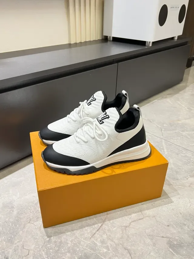 Louis Vuitton White Black Knit Upper Monogram Branding Lifestyle Sneakers 5