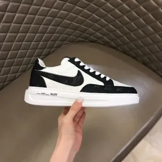 Louis Vuitton Blanco Negro Monogramado Cuero Con Cremallera Acentuada Panel Lateral Lifestyle Sneakers