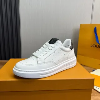 Louis Vuitton Zapatillas Lifestyle Blancas Negras Cuero Perforado Suela Plataforma Gruesa