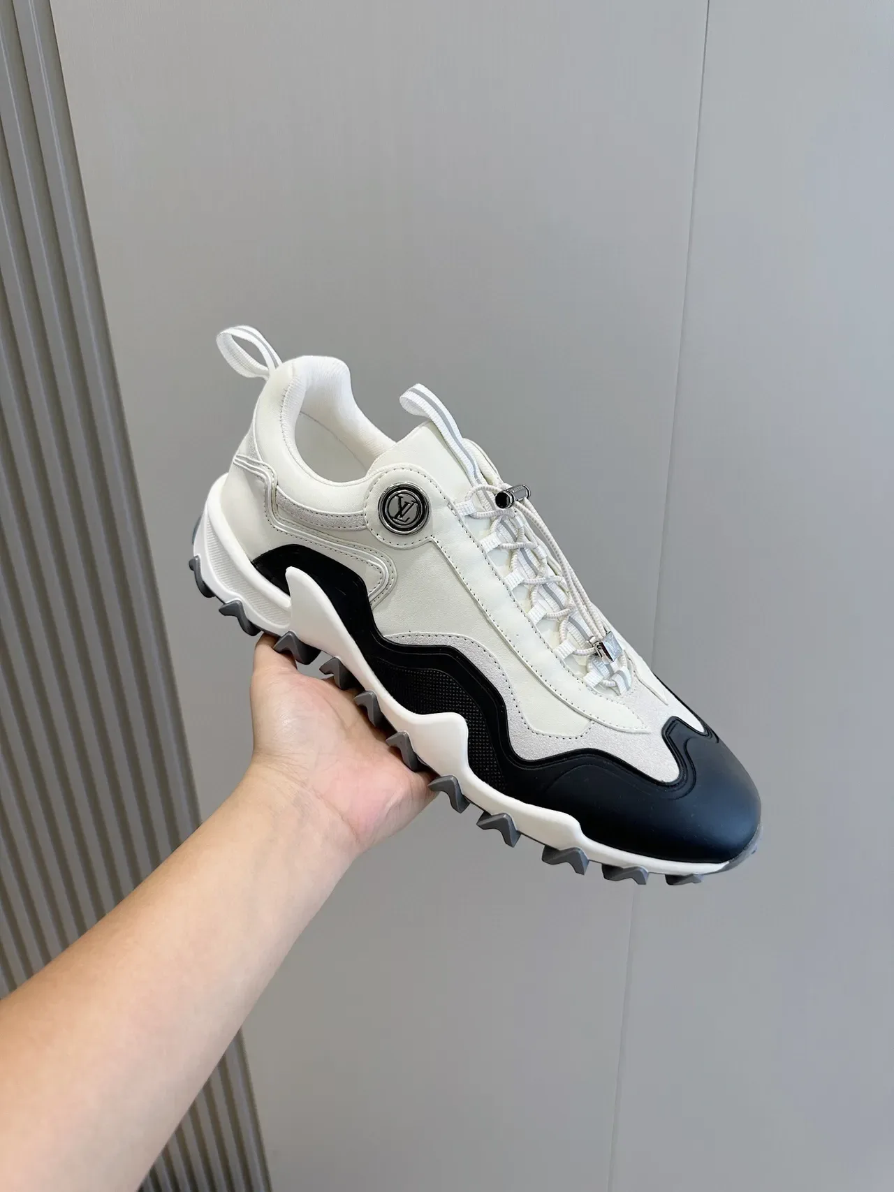 Louis Vuitton White Black Sculpted Midsole Wavy Overlays Chunky Sneakers 5