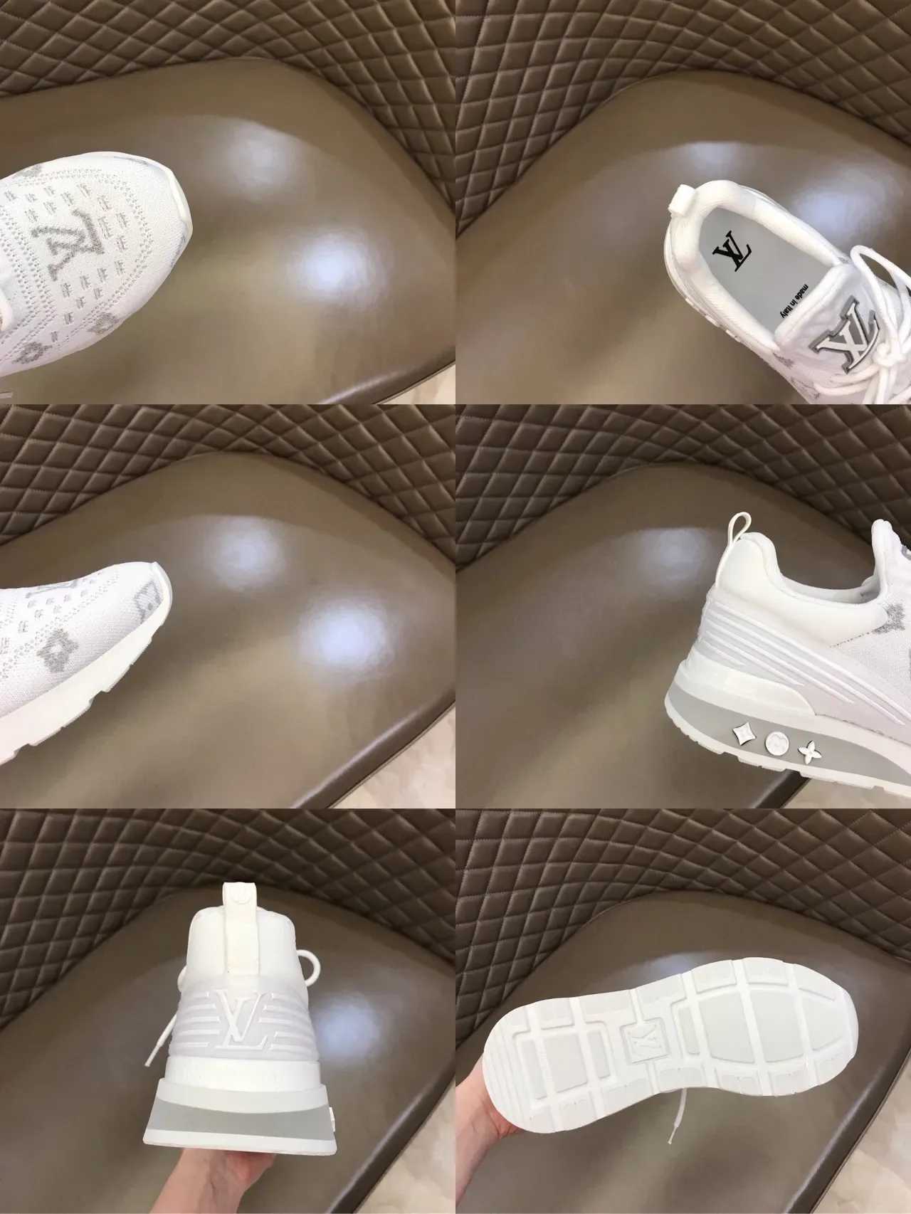 Louis Vuitton Sneakers Lifestyle Blancs et Gris Tricot Monogram Upper Sculpté Stratifié Semicelle 3