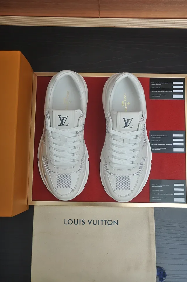 Louis Vuitton Sneakers Lifestyle Blanc et Gris Low-Top Cuir-Maille Hybride 5