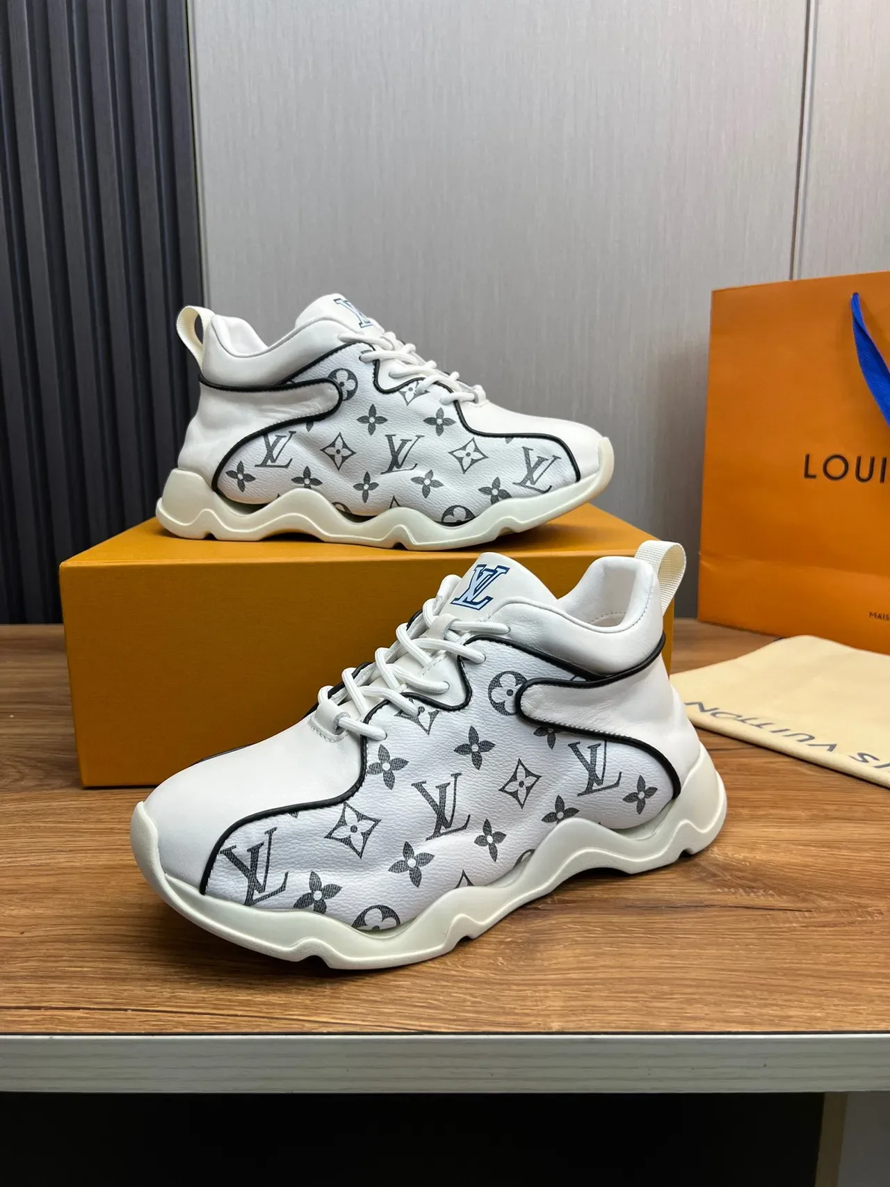Louis Vuitton White Gray Monogram Canvas High-Top Lifestyle Sneakers 7