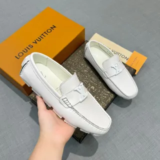 Louis Vuitton White Leather LV Buckle Loafer