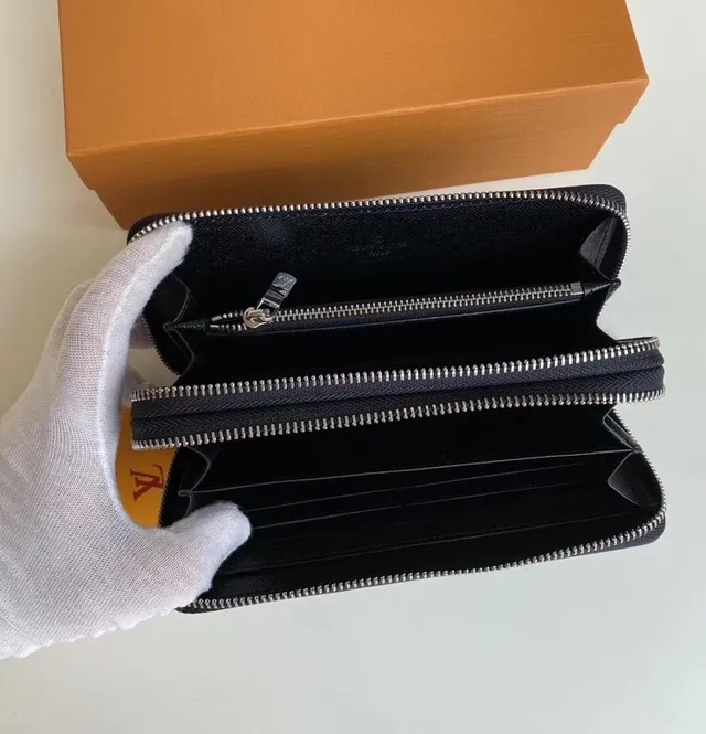 Louis Vuitton Zippy Wallet Black Saffiano Leather Long Wallet 4