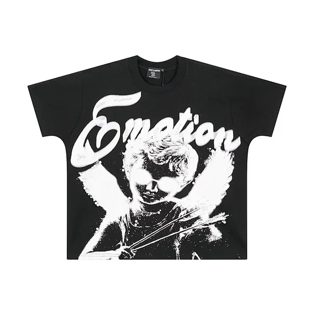 Mixed Emotion Emotion Cherub Graphic Black T-Shirt 2