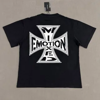 Mixed Emotion Iron Cross Graphic Black T-Shirt