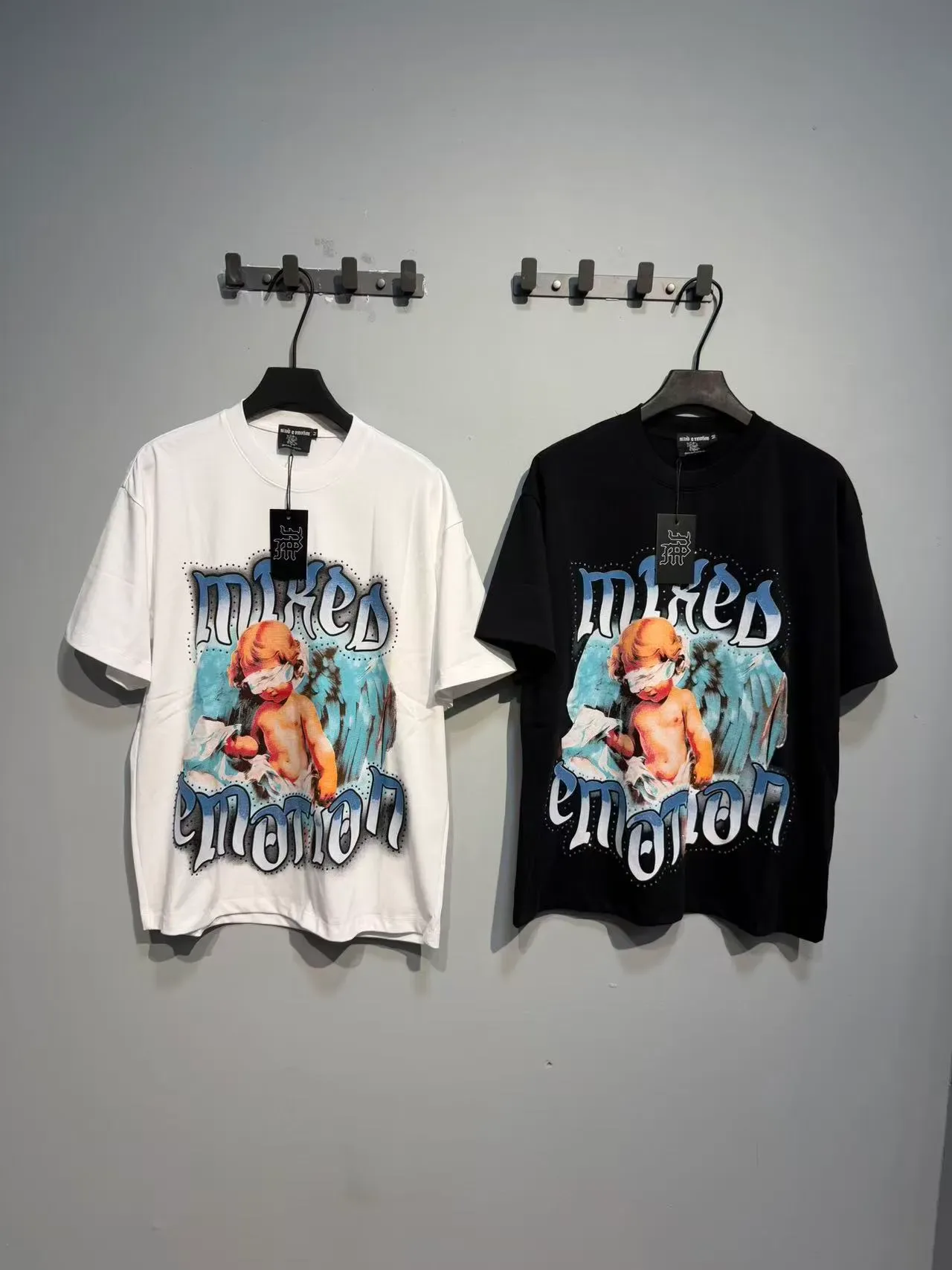 Mixed Emotion White Black Graphic Print Oversized Fit T-Shirt 2