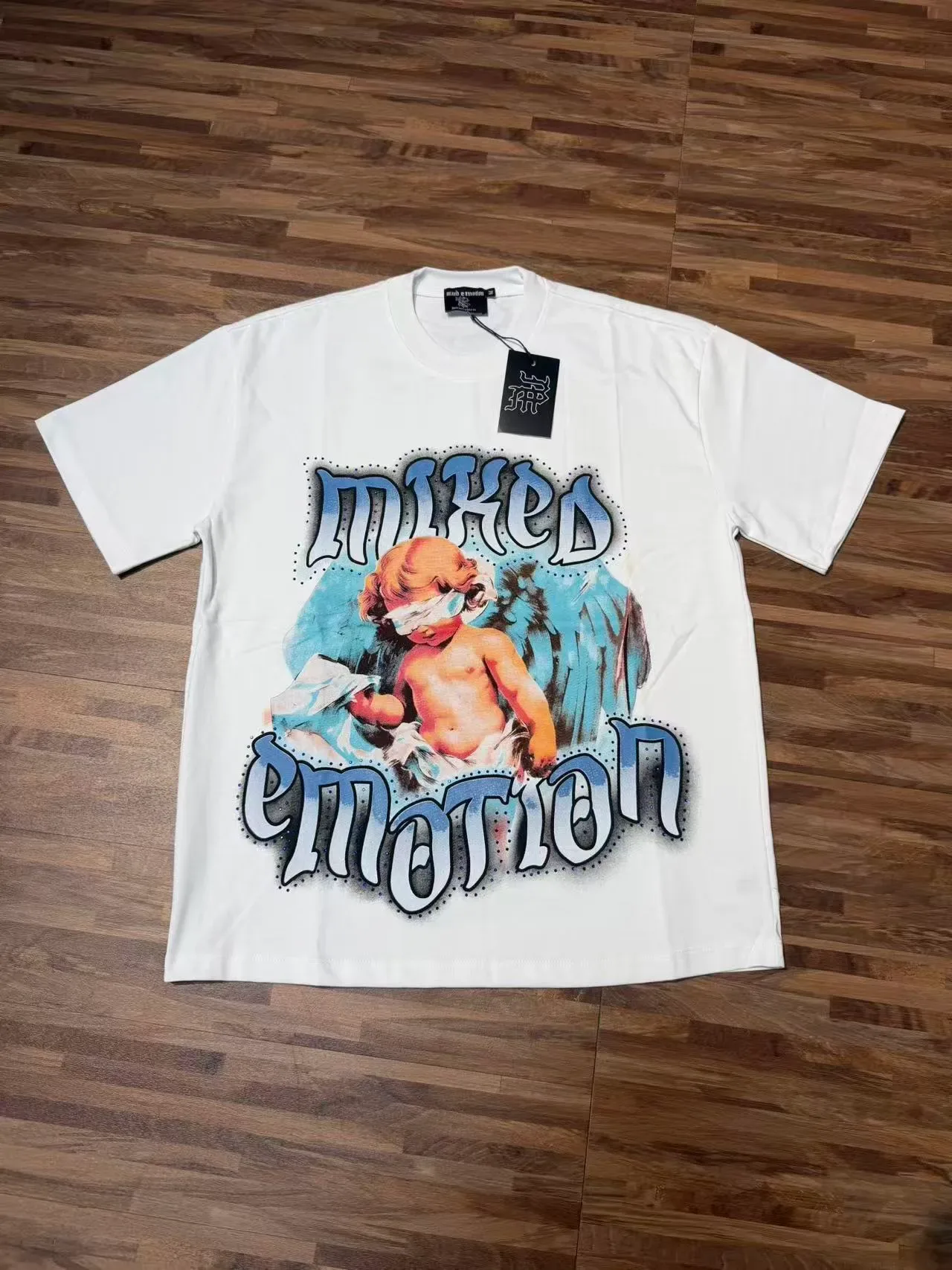 Mixed Emotion White Black Graphic Print Oversized Fit T-Shirt 5