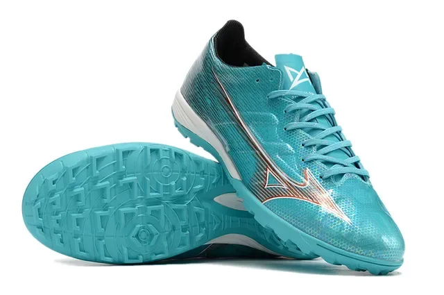 Mizuno Blue Orange Turquoise Synthetic Mesh Upper Wave Logo Accent Sneakers 5