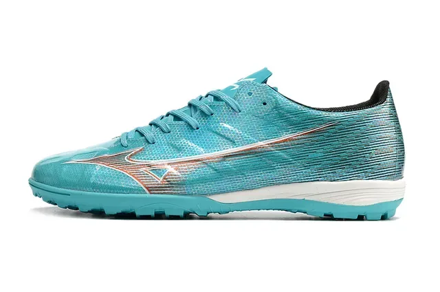 Mizuno Blue Orange Turquoise Synthetic Mesh Upper Wave Logo Accent Sneakers 10
