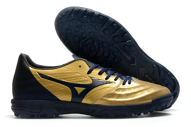 Mizuno Bleu Blanc Chaussures de Football Turf Haut Synthétique Basse Coupe 3
