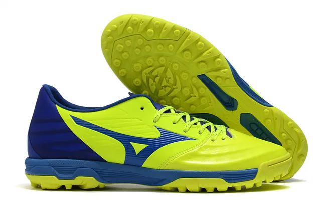 Mizuno Bleu Blanc Chaussures de Football Turf Haut Synthétique Basse Coupe 4