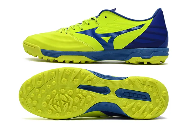 Mizuno Bleu Blanc Chaussures de Football Turf Haut Synthétique Basse Coupe 5