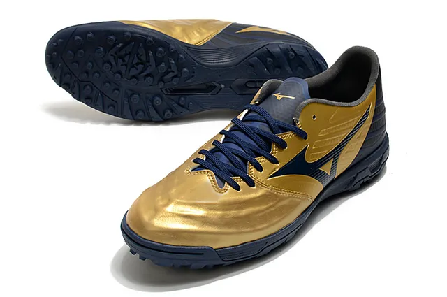 Mizuno Bleu Blanc Chaussures de Football Turf Haut Synthétique Basse Coupe 15