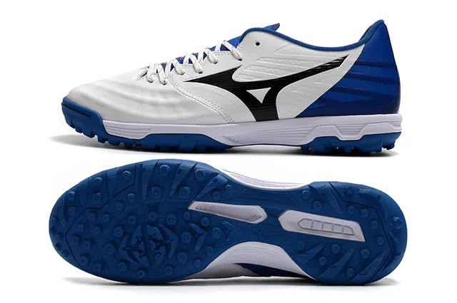 Mizuno Bleu Blanc Chaussures de Football Turf Haut Synthétique Basse Coupe 17