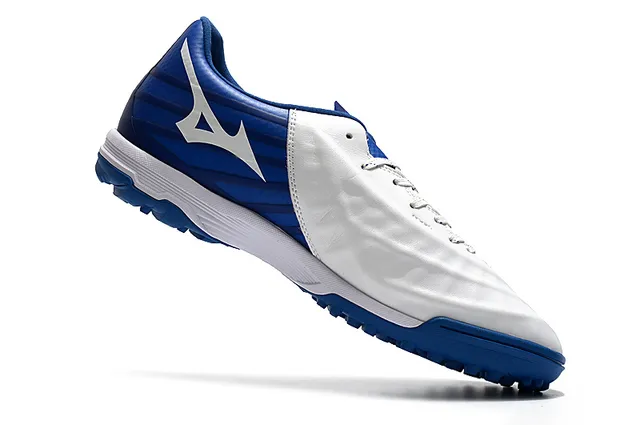 Mizuno Bleu Blanc Chaussures de Football Turf Haut Synthétique Basse Coupe 18
