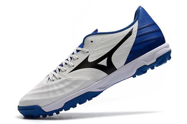 Mizuno Bleu Blanc Chaussures de Football Turf Haut Synthétique Basse Coupe 19
