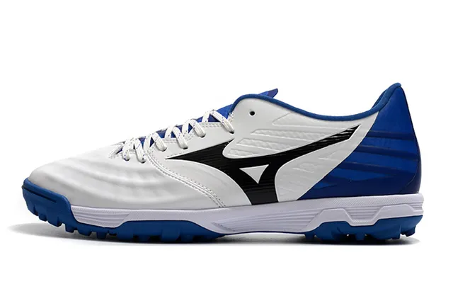 Mizuno Bleu Blanc Chaussures de Football Turf Haut Synthétique Basse Coupe 20