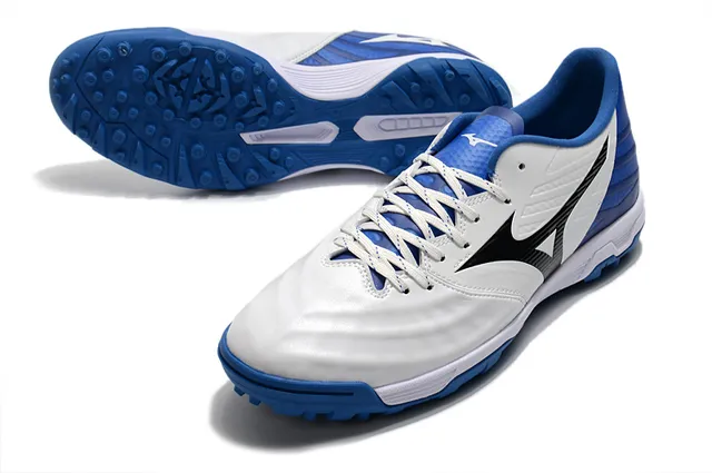 Mizuno Bleu Blanc Chaussures de Football Turf Haut Synthétique Basse Coupe 21