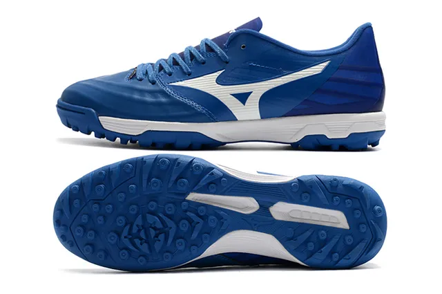 Mizuno Bleu Blanc Chaussures de Football Turf Haut Synthétique Basse Coupe 23