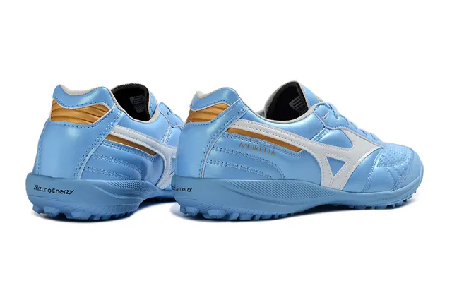 Mizuno Blue White Quilted Toe Box Metallic Light Upper Turf Soccer Shoes 2