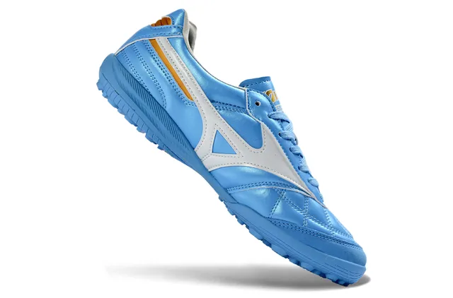 Mizuno Blue White Quilted Toe Box Metallic Light Upper Turf Soccer Shoes 6