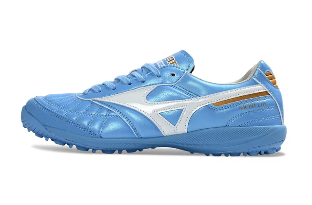 Mizuno Blue White Quilted Toe Box Metallic Light Upper Turf Soccer Shoes 7