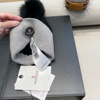 Moncler ধূসর কালো রিবড বুনন টু-টোন বিনি
