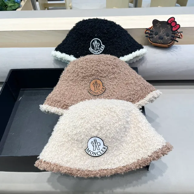 Moncler 双色调卷曲纤维桶帽 6