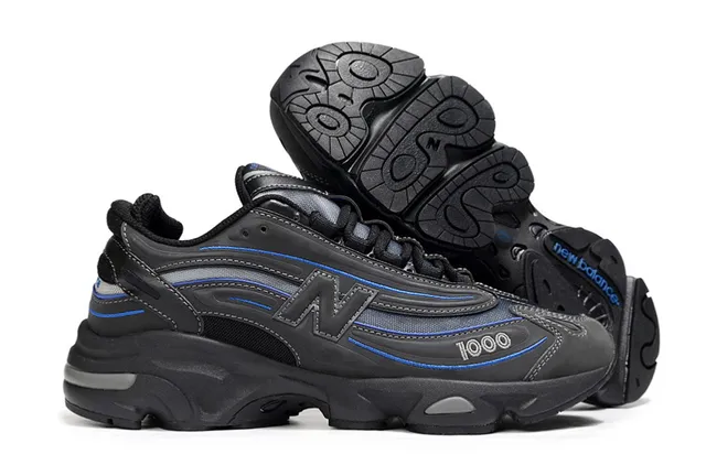New Balance 1000 কালো এবং নীল মোটা সোলের স্নিকার্স 4