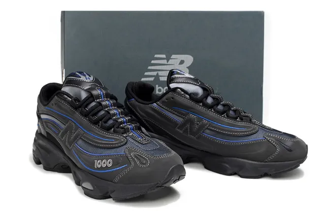 New Balance 1000 কালো এবং নীল মোটা সোলের স্নিকার্স 5