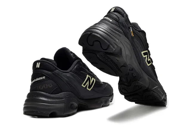 New Balance 1000 Black Gold Silhouette Layered Synthetic Upper Chunky Sneakers 3