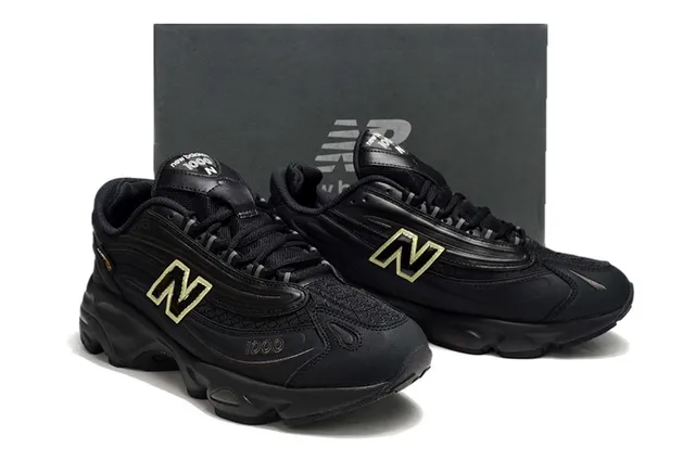 New Balance 1000 Black Gold Silhouette Layered Synthetic Upper Chunky Sneakers 5