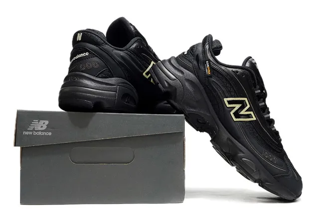 New Balance 1000 Black Gold Silhouette Layered Synthetic Upper Chunky Sneakers 6