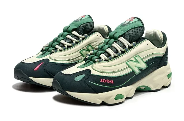 New Balance 1000 Verde Oscuro Crema Zapatillas Chunky 2